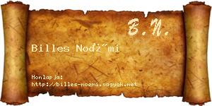 Billes Noémi névjegykártya